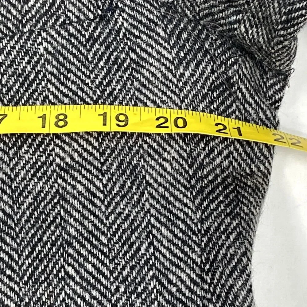 Barrington Vtg Tweed Wool Sport Coat Herringbone Gray Black 40 42 Men Preppy 70s